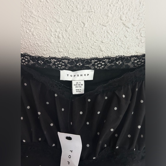 Top Shop NWT Black and White Polka Dot Mini Dress - Picture 3 of 6